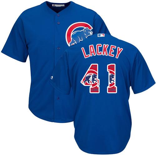 Cubs #41 John Lackey Blue Team Logo Fashion Stitched MLB Jersey